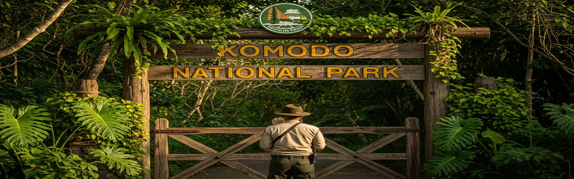 Komodo National Park entrance with tropical forest